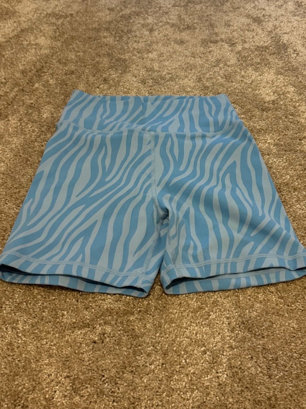 Blue Zebra-Print Women’s Athletic Shorts